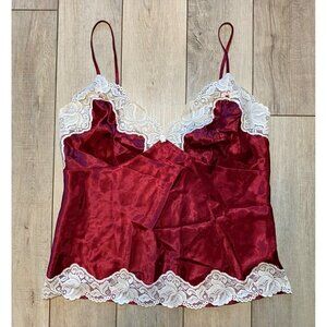 NEW Vintage Cinema Exoile Silky Lace Cami Top Seductive Wear Maroon Medium